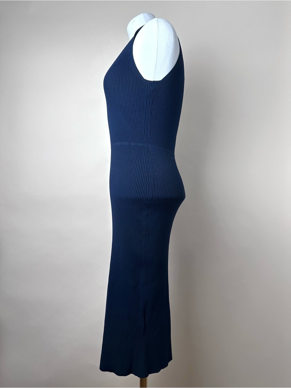 Banana Republic NWT Ribbed Knit Midi Dress Navy Sleeveless Size M - Picture 3 of 8